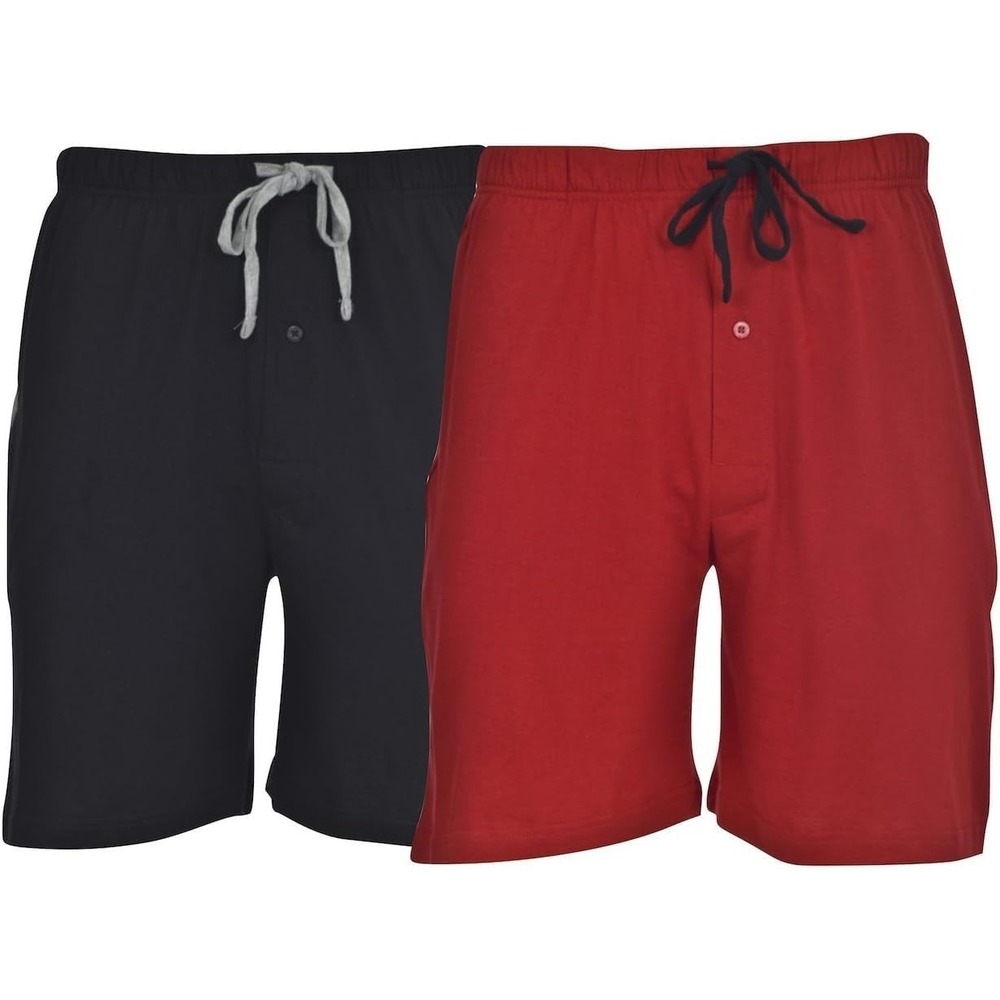 Hanes Big Jersey Lounge Drawstring Sleepwear Shorts Men's 3XL Red/Black PI0105